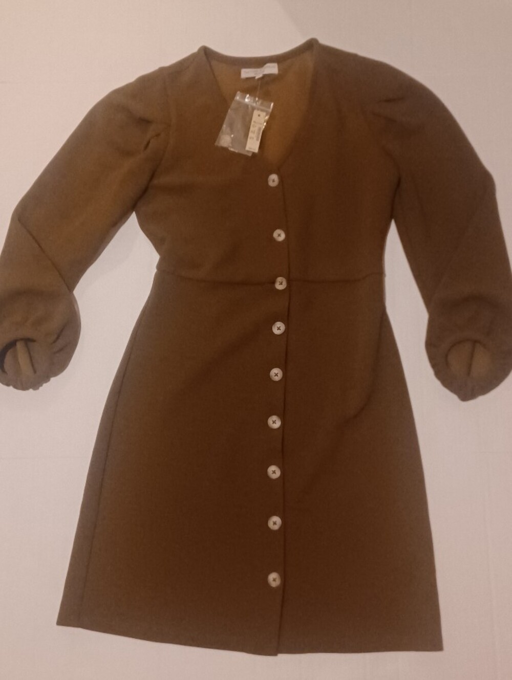 Madewell Brown Green Long-Sleeve Button Dress